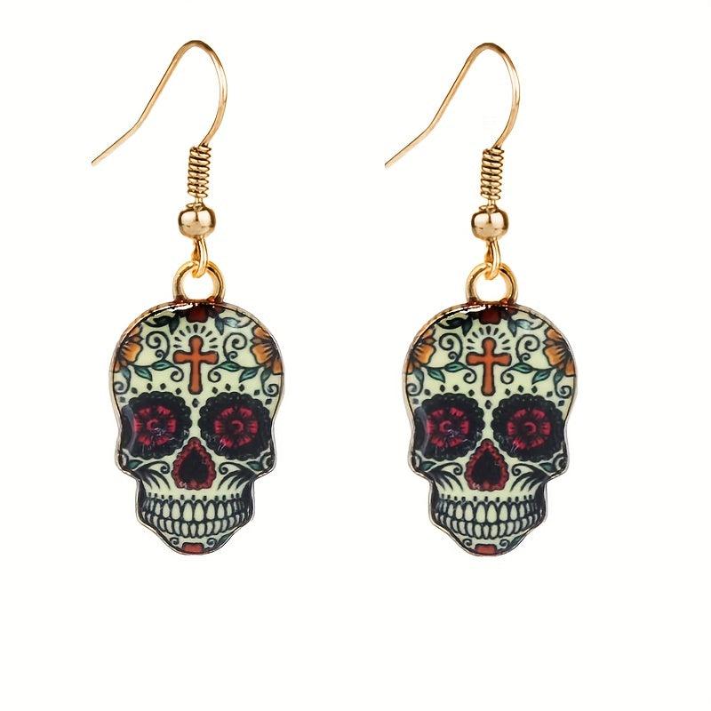 Halloween Party Funny Skull Ghost Head Earrings