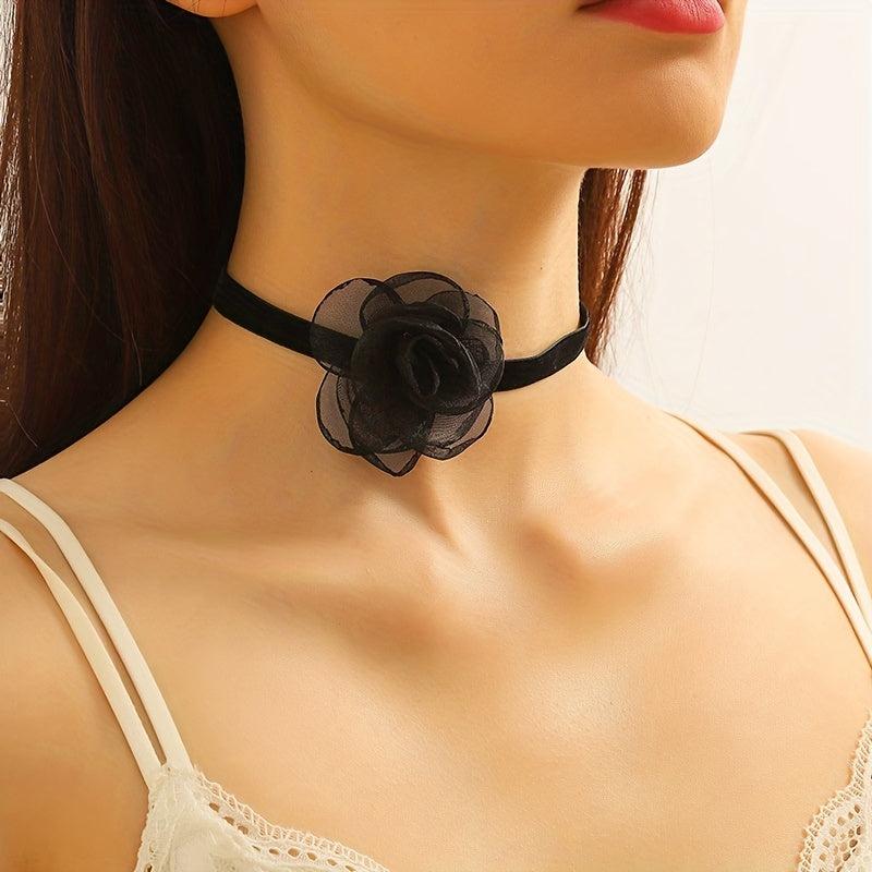 Vintage Flower Neckchain Tulle Necklace Women
