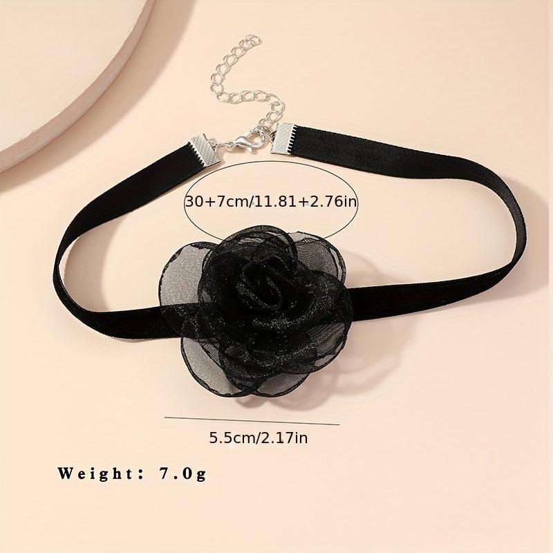Vintage Flower Neckchain Tulle Necklace Women