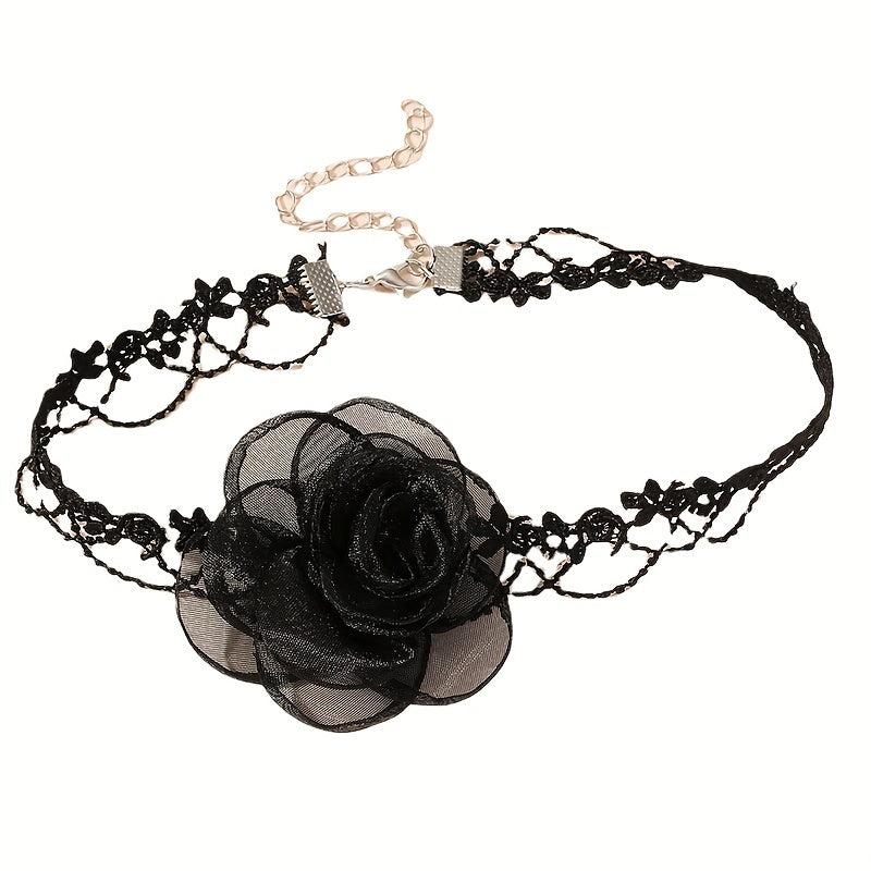Vintage Flower Neckchain Tulle Necklace Women