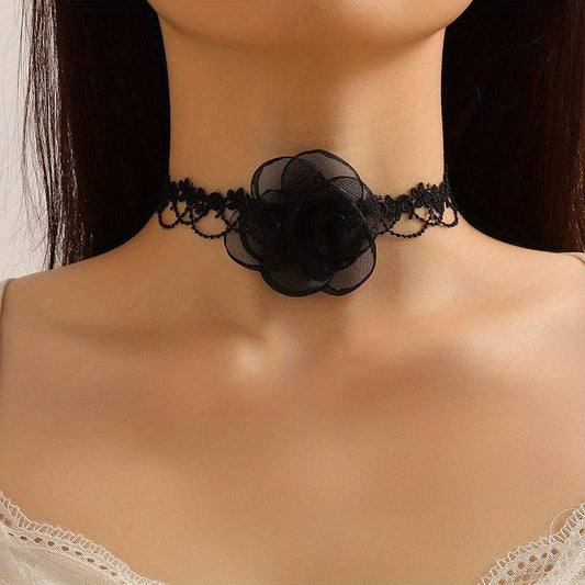 Vintage Flower Neckchain Tulle Necklace Women