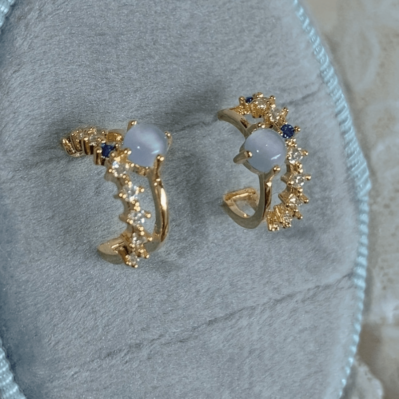 Cat Eye Stone Stud Earrings Romantic Niche Sense