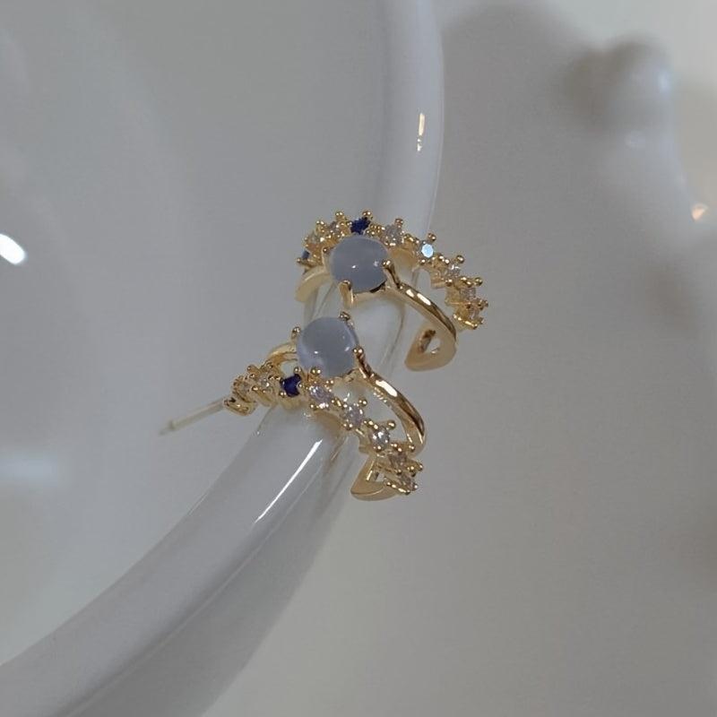 Cat Eye Stone Stud Earrings Romantic Niche Sense