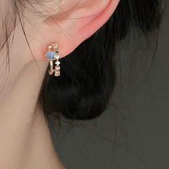 Cat Eye Stone Stud Earrings Romantic Niche Sense