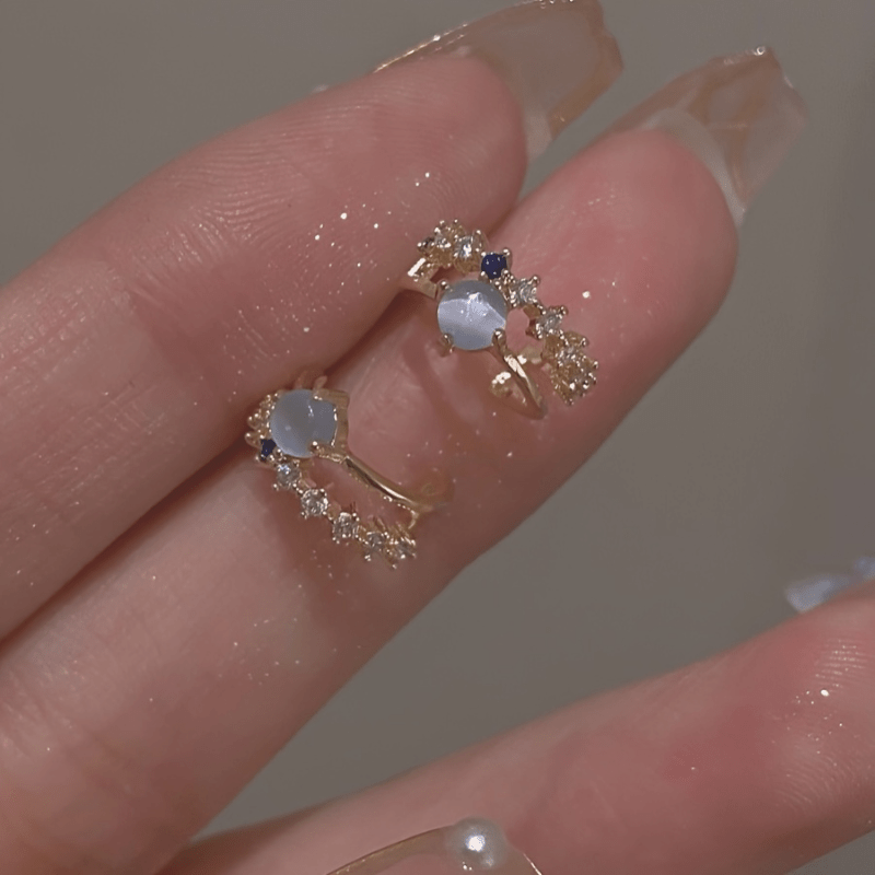 Cat Eye Stone Stud Earrings Romantic Niche Sense