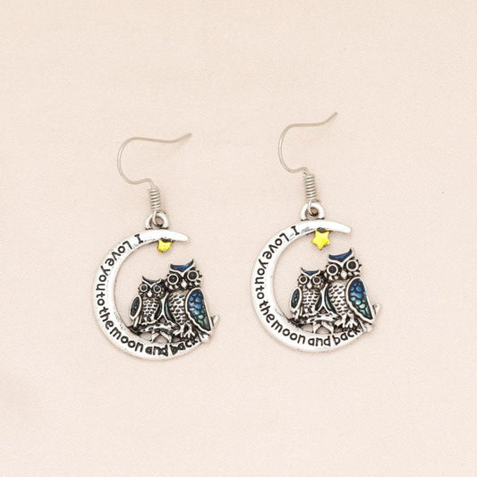 Cute Owl Moon Earrings for Women and Girls - Birthday Christmas Gift