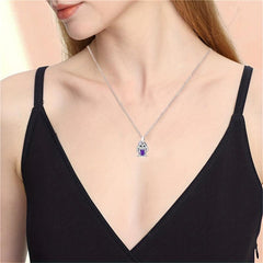 Heart Purple Crystal Bunny Pendant Necklace For Women