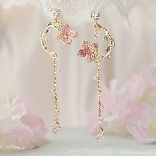 Celebrity Style Tassel Earrings Round Face Flower Design