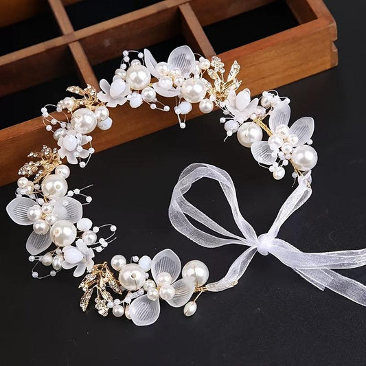 Floral & Pearl Headdress Hair Accessories for Girls
