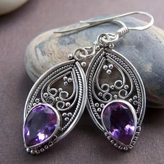 Amethyst Silver Earrings - Ideal Anniversary Gift