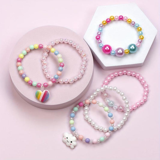 3pcs Beaded Bracelets Sets for Girls, Cloud Love Pendant Set