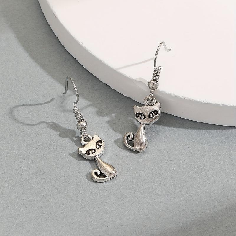 Small Animal Cat Earrings Kitten Drop Earrings