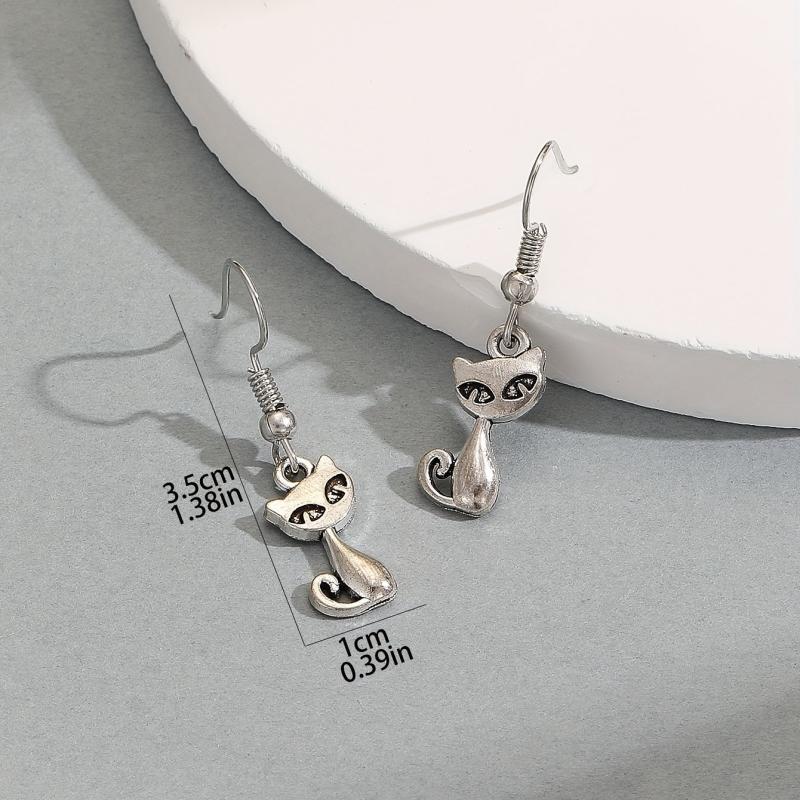 Small Animal Cat Earrings Kitten Drop Earrings