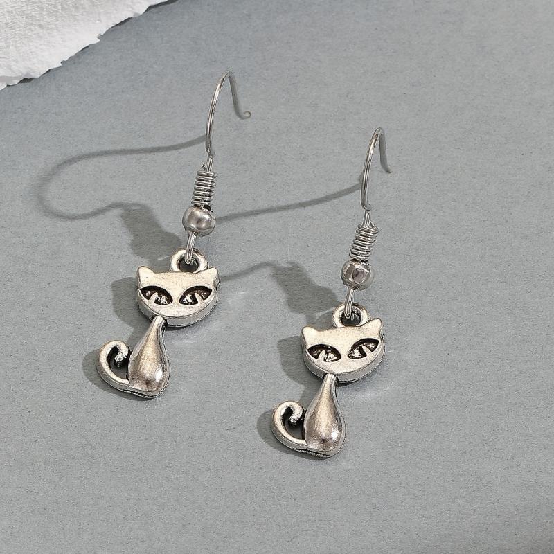 Small Animal Cat Earrings Kitten Drop Earrings