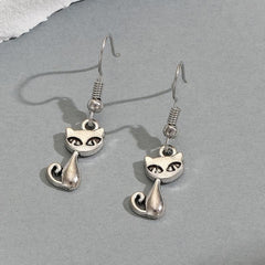 Small Animal Cat Earrings Kitten Drop Earrings