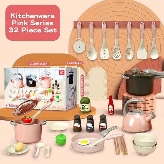 32pcs Kids Play House Simulation Kitchen Toy Set with Pots and Pans