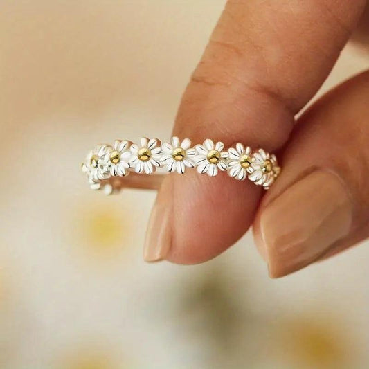 Sweet Daisy Ladies Ring Cold Wind Flower Open Ring Christmas