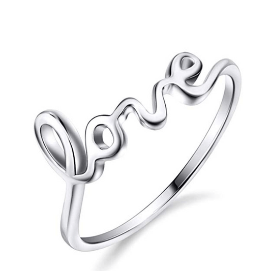 Silvery Plated Love Woman Ring Jewelry