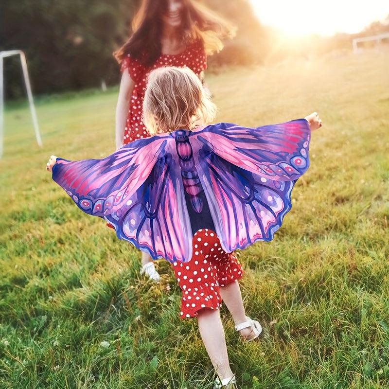 Kids Butterfly Wings Moth Purple Green Cosplay Costume