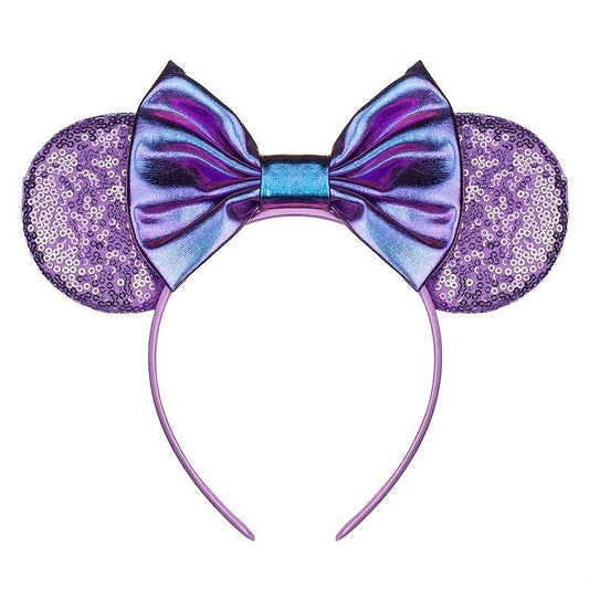 Purple Mouse Ears Headband Bows Glitter Party Princess Cosplay Costume