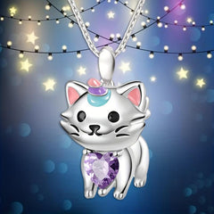 Rainbow Unicorn Cat Pendant Necklace Charm Women's Jewelry