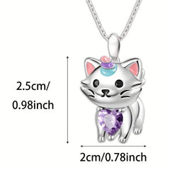 Rainbow Unicorn Cat Pendant Necklace Charm Women's Jewelry