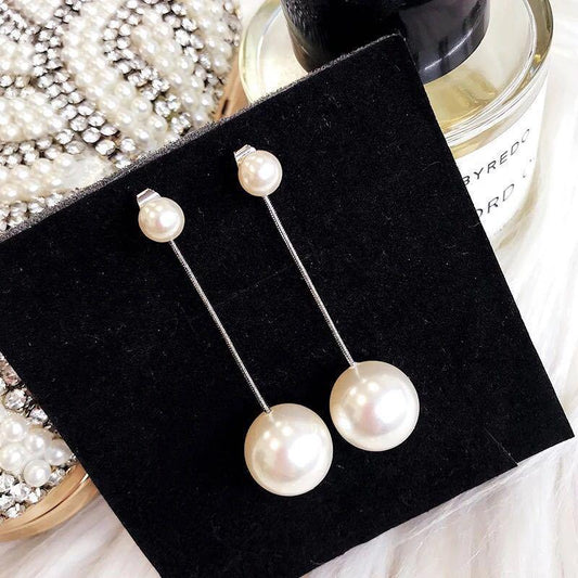 Temperament Pearl Long Earrings Female