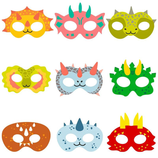 9pcs Dinosaur Masks Party Supplies Elastic Dino Masks for Halloween