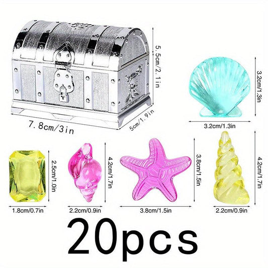 20pcs Diving Gem Pool Toys Sinking Treasures Chest Set Pirate Underwater Games