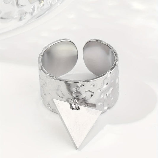 Steel Triangle Sequin Pendant Stainless Steel Ring For Women