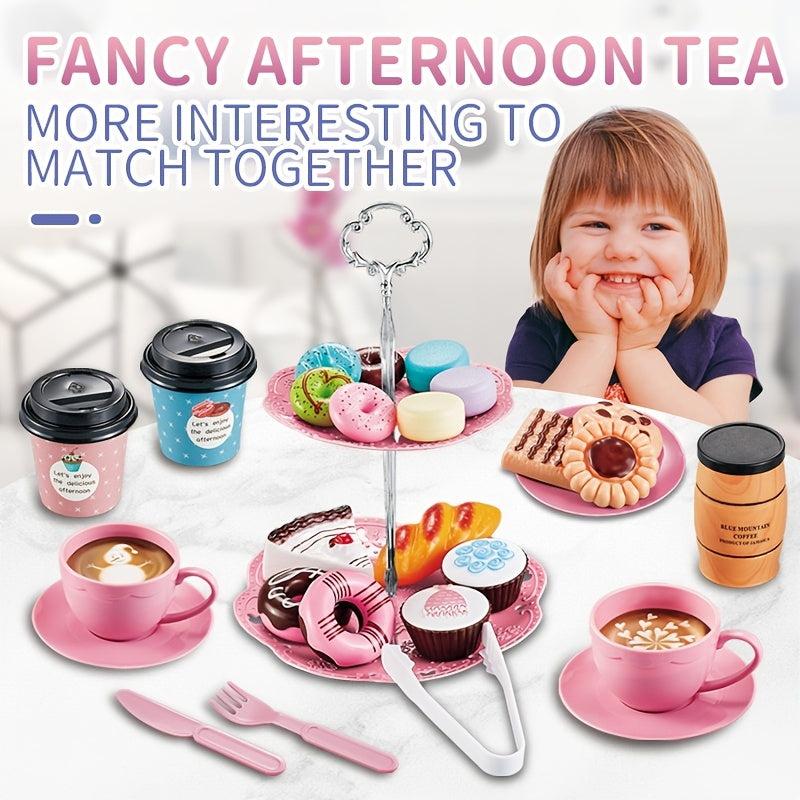 Pretend Tea Party Set For Little Girls 38PCS Coffee Maker Set