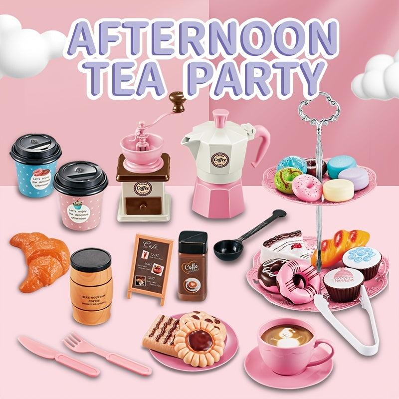 Pretend Tea Party Set For Little Girls 38PCS Coffee Maker Set