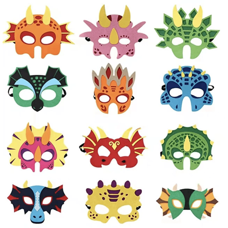 12 Pcs Dinosaur Masks for Kids Birthday Party