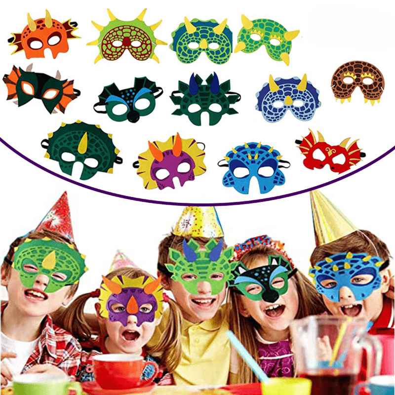 12 Pcs Dinosaur Masks for Kids Birthday Party