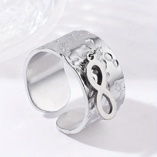 Rough Texture Stainless Steel Adjustable Ring for Party and Engagement