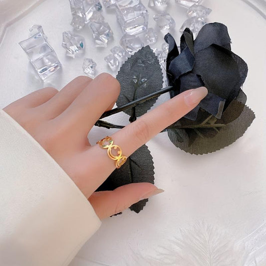 Adjustable Opening Vintage Style Plain Ring Smiling Face Ring Female
