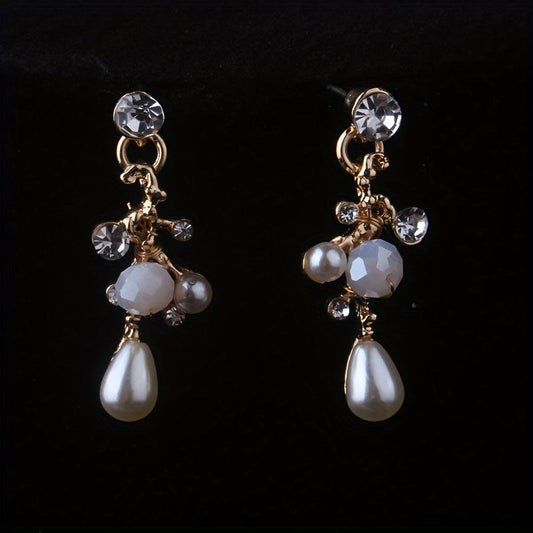 Bridal Jewelry Set with Rhinestone Necklace Earrings