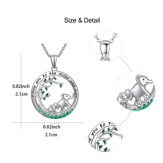 Baby Elephant Round Necklace For Women And Girls