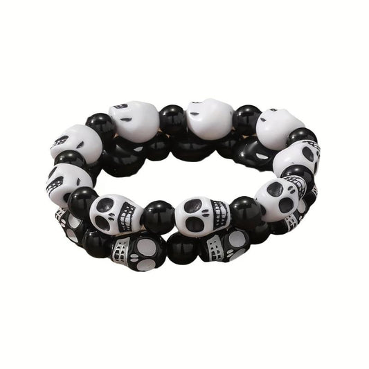 Halloween Skull Head Beaded Bracelets Set