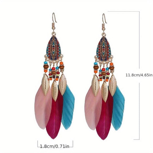Boho Feather Tassel Earrings - Stylish and Versatile Jewelry
