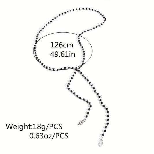 Elegant Beaded Pearl Long Necklace for Versatile Styling