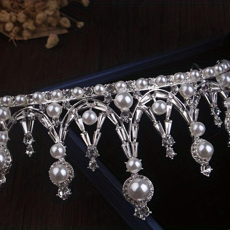 Girls Crown Wedding Dress Beads Rhinestone Three piece Bridal Jewelry Set