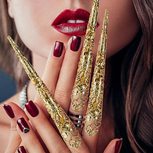 Ancient Queen Claw Nail Rings 10pcs for Halloween Cosplay