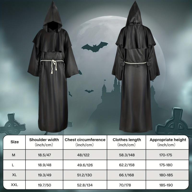 Halloween Monk Costume Pastor Robe Medieval Renaissance Robe