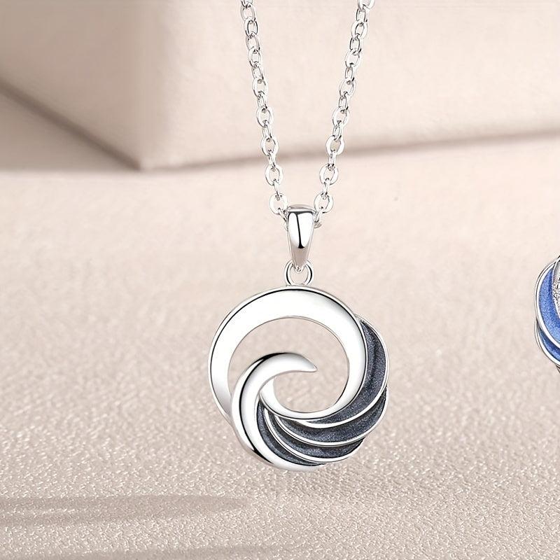 Silver Retro Geometric Phoenix Couple Necklace National Tide Pendant