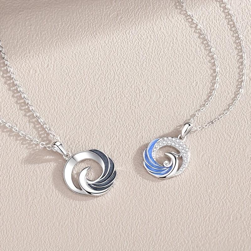 Silver Retro Geometric Phoenix Couple Necklace National Tide Pendant