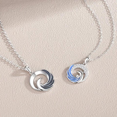 Silver Retro Geometric Phoenix Couple Necklace National Tide Pendant