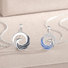 Silver Retro Geometric Phoenix Couple Necklace National Tide Pendant