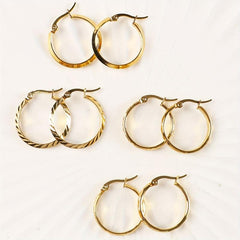 Golden Stainless Steel Fish Embossed Circle Earrings for Women