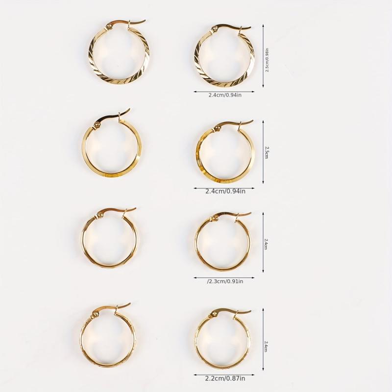 Golden Stainless Steel Fish Embossed Circle Earrings for Women